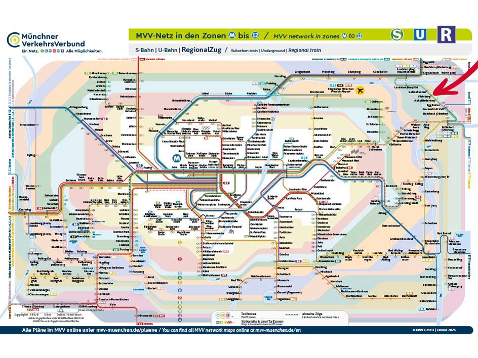 Das erweiterte MVV-Netz ab dem 1. Januar 2026.